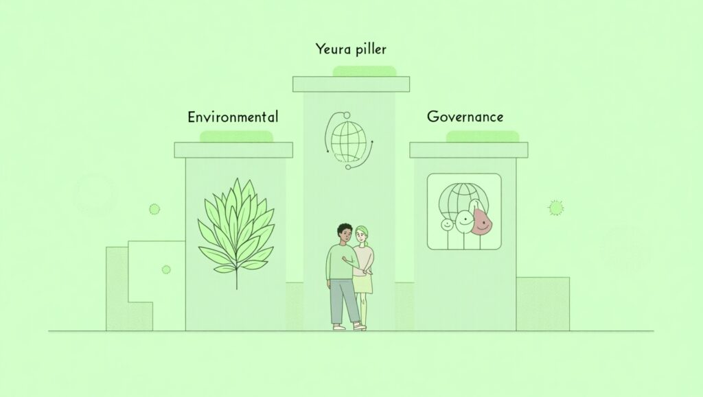 Diagram showing the three pillars of ESG investing.