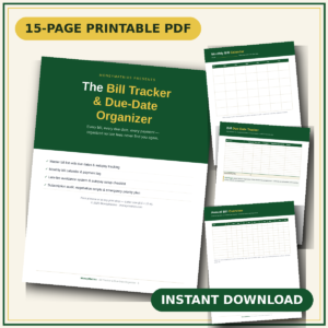 bill tracker organizer mockup