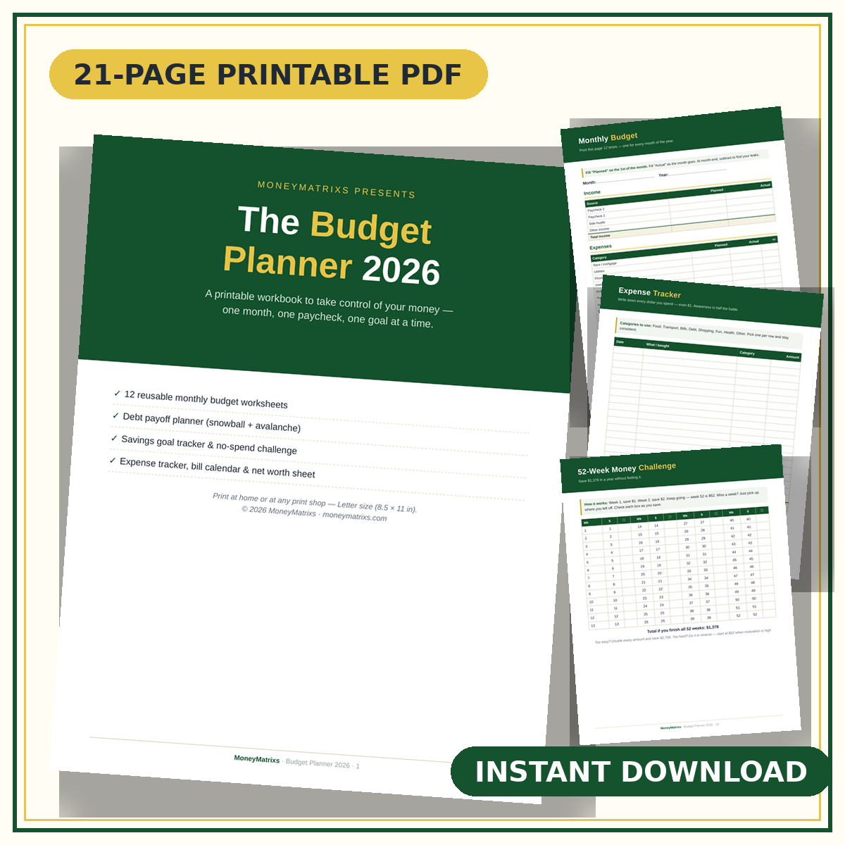 budget planner mockup